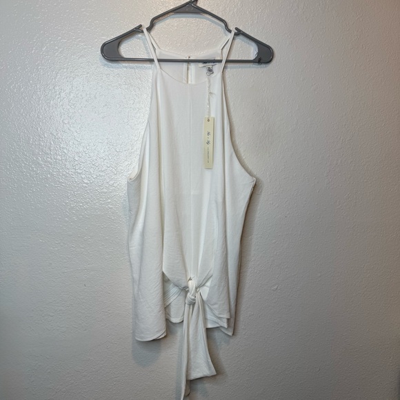 She + Sky White Notched Collar Camisole with Tie Front Size Extra Large XL New - Picture 1 of 8